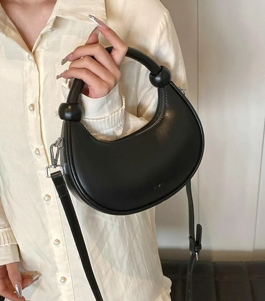 Women's Cute Y2k Style Crescent Shoulder & Crossbody Dumpling Totes Handbag Vegan Leather Clutch Satchel