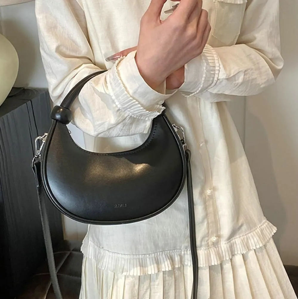 Women's Cute Y2k Style Crescent Shoulder & Crossbody Dumpling Totes Handbag Vegan Leather Clutch Satchel