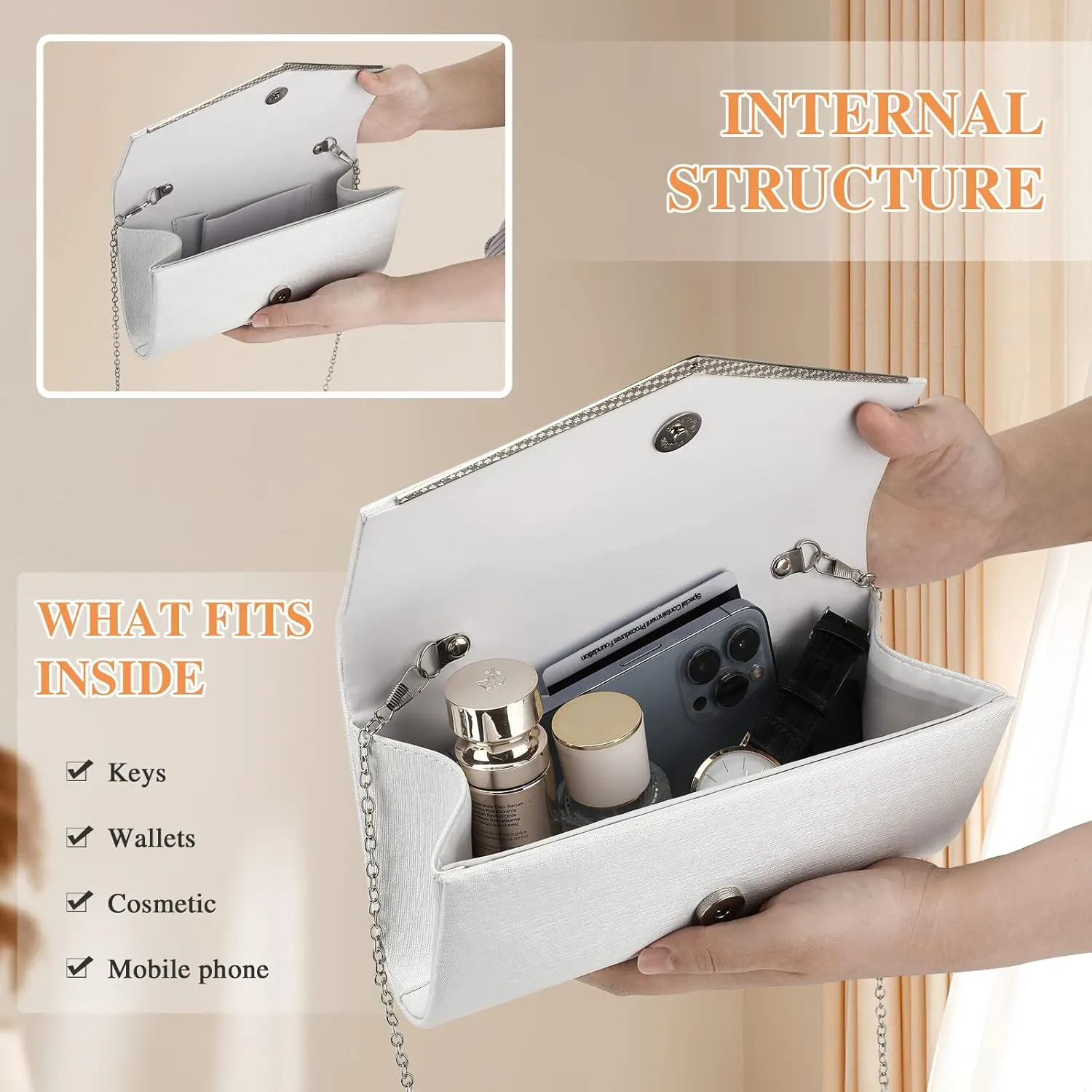 Women’s Evening Clutch Bag Elegant Cocktail Bridal Handbag Wedding Party Purse