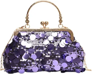 Women's Evening Handbag, Sparkly Sequin Evening Crossbody Bag, Top Handle Glitter Evening Bag, Bling Shoulder Clutch