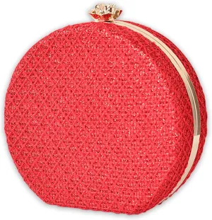 Women's Evening Handbags Luxury Round Clutch Purse Shoulder Bag with PU Leather