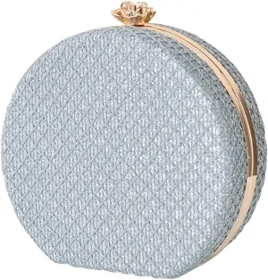 Women's Evening Handbags Luxury Round Clutch Purse Shoulder Bag with PU Leather