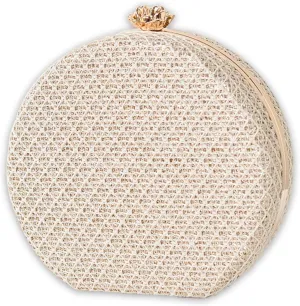 Women's Evening Handbags Luxury Round Clutch Purse Shoulder Bag with PU Leather