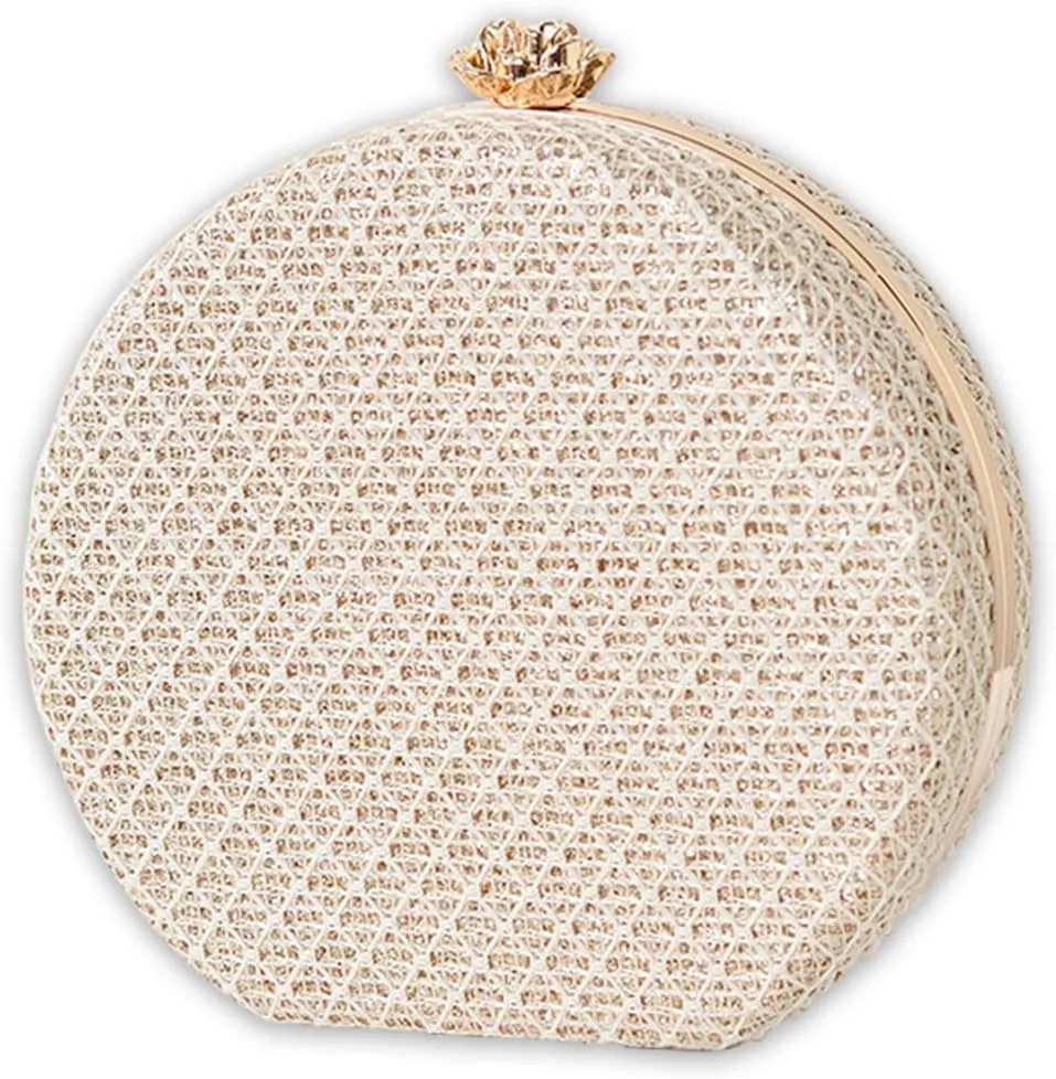 Women's Evening Handbags Luxury Round Clutch Purse Shoulder Bag with PU Leather