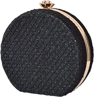 Women's Evening Handbags Luxury Round Clutch Purse Shoulder Bag with PU Leather