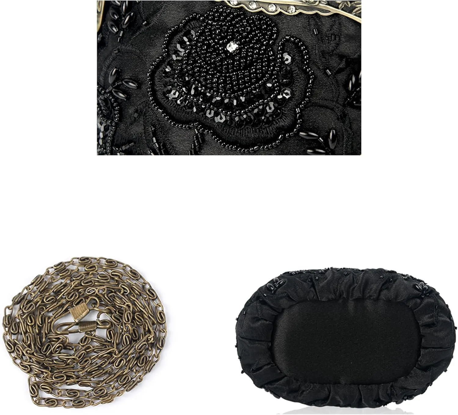 Women's Evening Vintage Beaded Sequin Flower Floral Embroidery Handbags Crossbody Bag for Bridal Wedding Party Prom