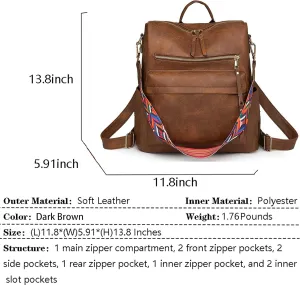 Women's Fashion Backpack Purse for Women Leather Multipurpose Design Ladies Shoulder Bag Travel bag Satchel Handbags