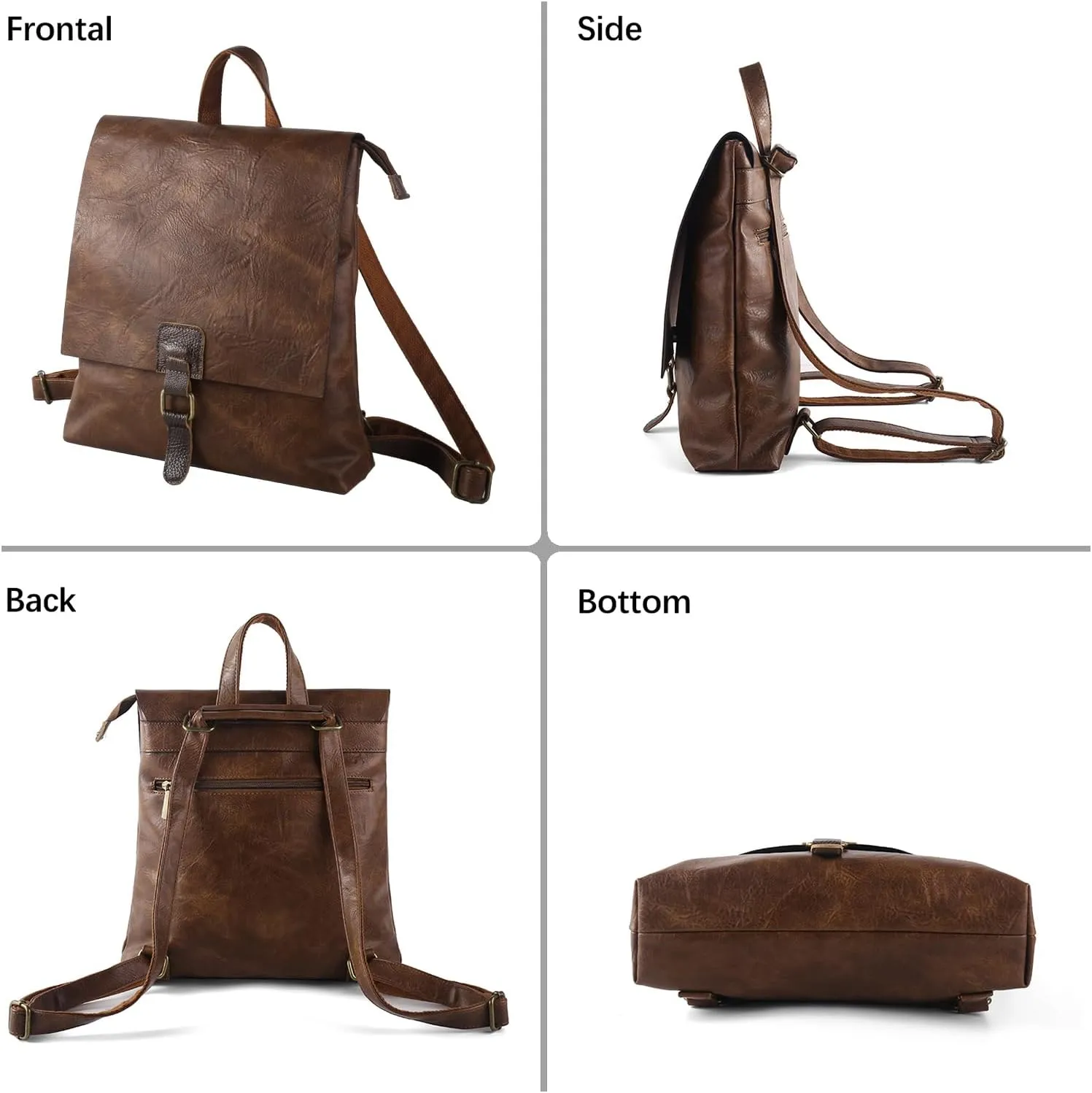 Women's Fashion Backpack Purse Multipurpose Design Convertible Satchel Handbags Shoulder Bag Travel bag (Brown)