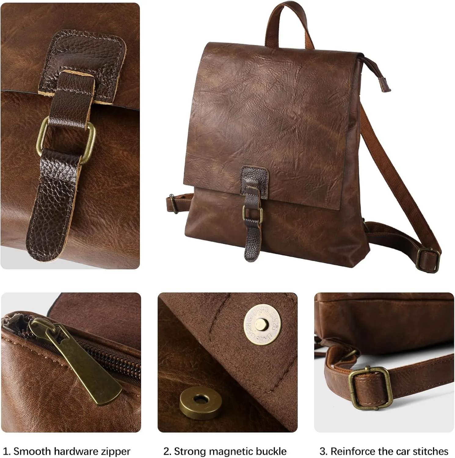 Women's Fashion Backpack Purse Multipurpose Design Convertible Satchel Handbags Shoulder Bag Travel bag (Brown)