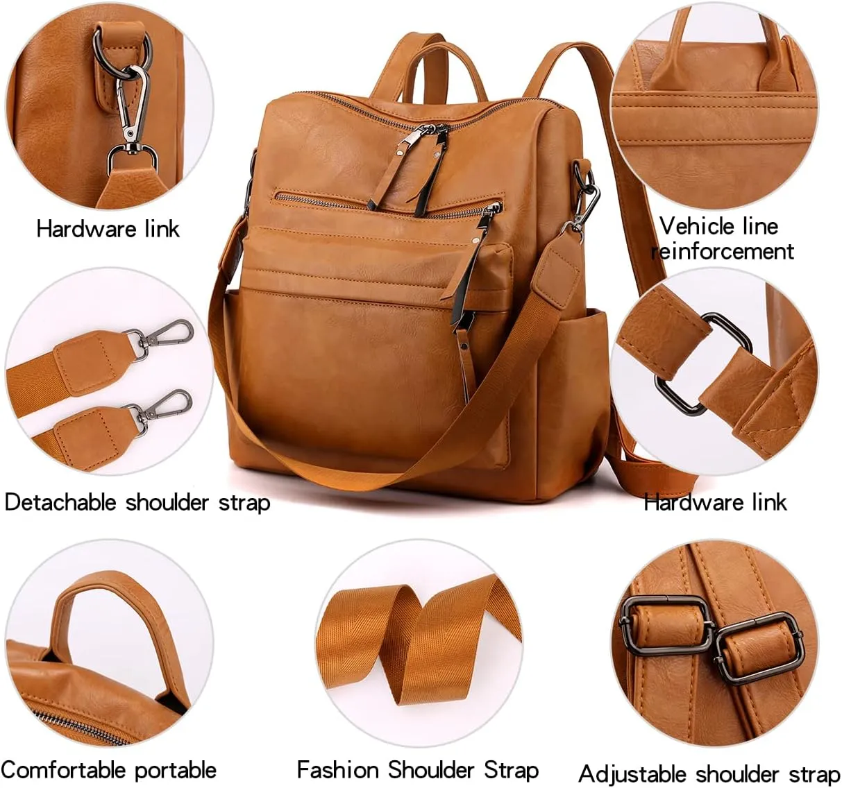 Women's Fashion Backpack Purse Multipurpose Design Convertible Satchel Handbags Shoulder Bag Travel bag