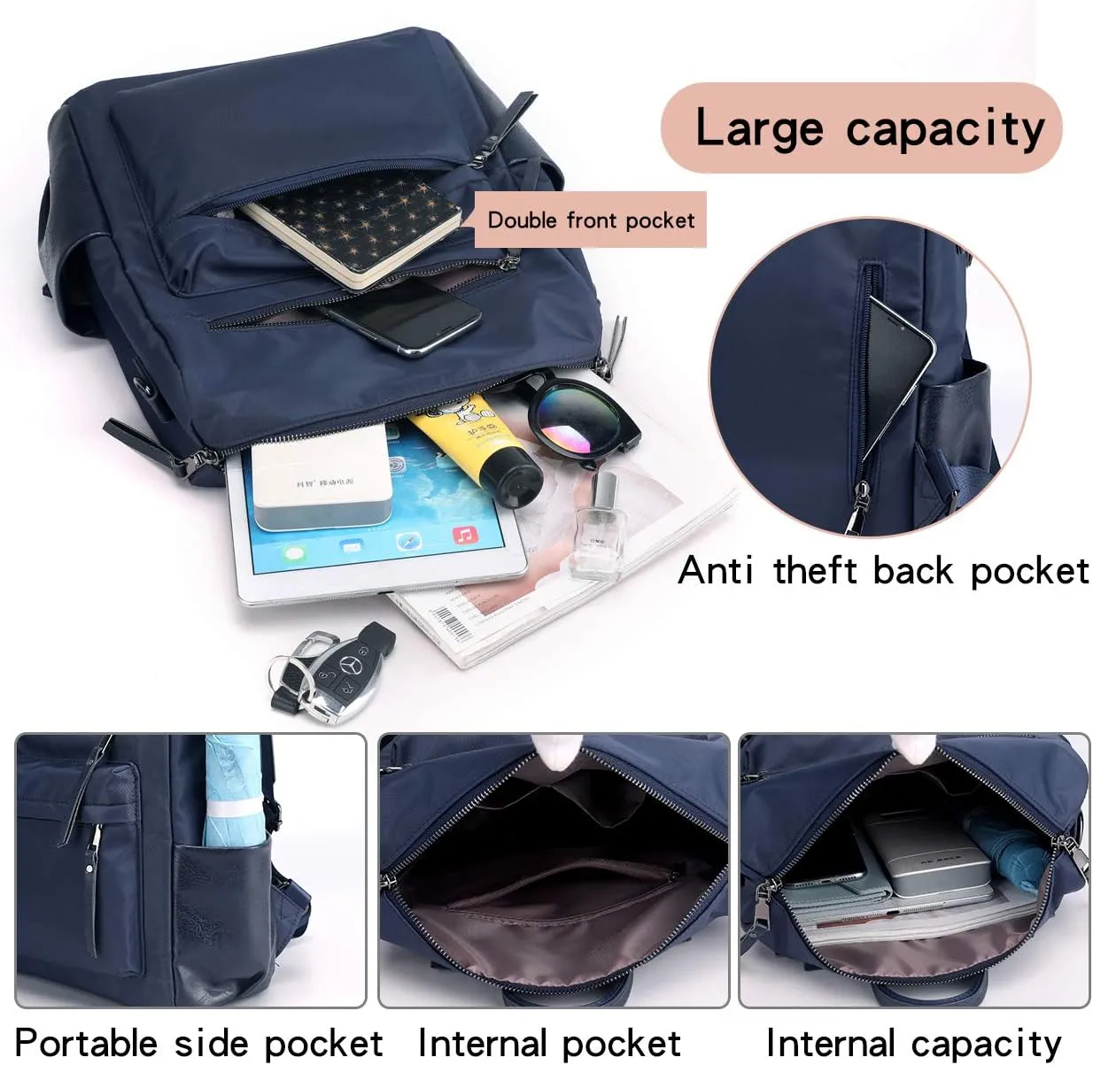 Women's Fashion Backpack Purse Multipurpose Design Convertible Satchel Handbags Shoulder Bag Travel bag