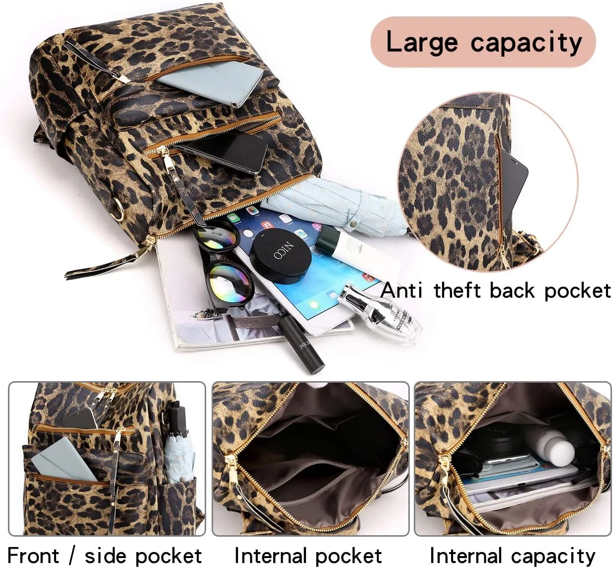Women's Fashion Backpack Purse Multipurpose Design Convertible Satchel Handbags Shoulder Bag Travel bag