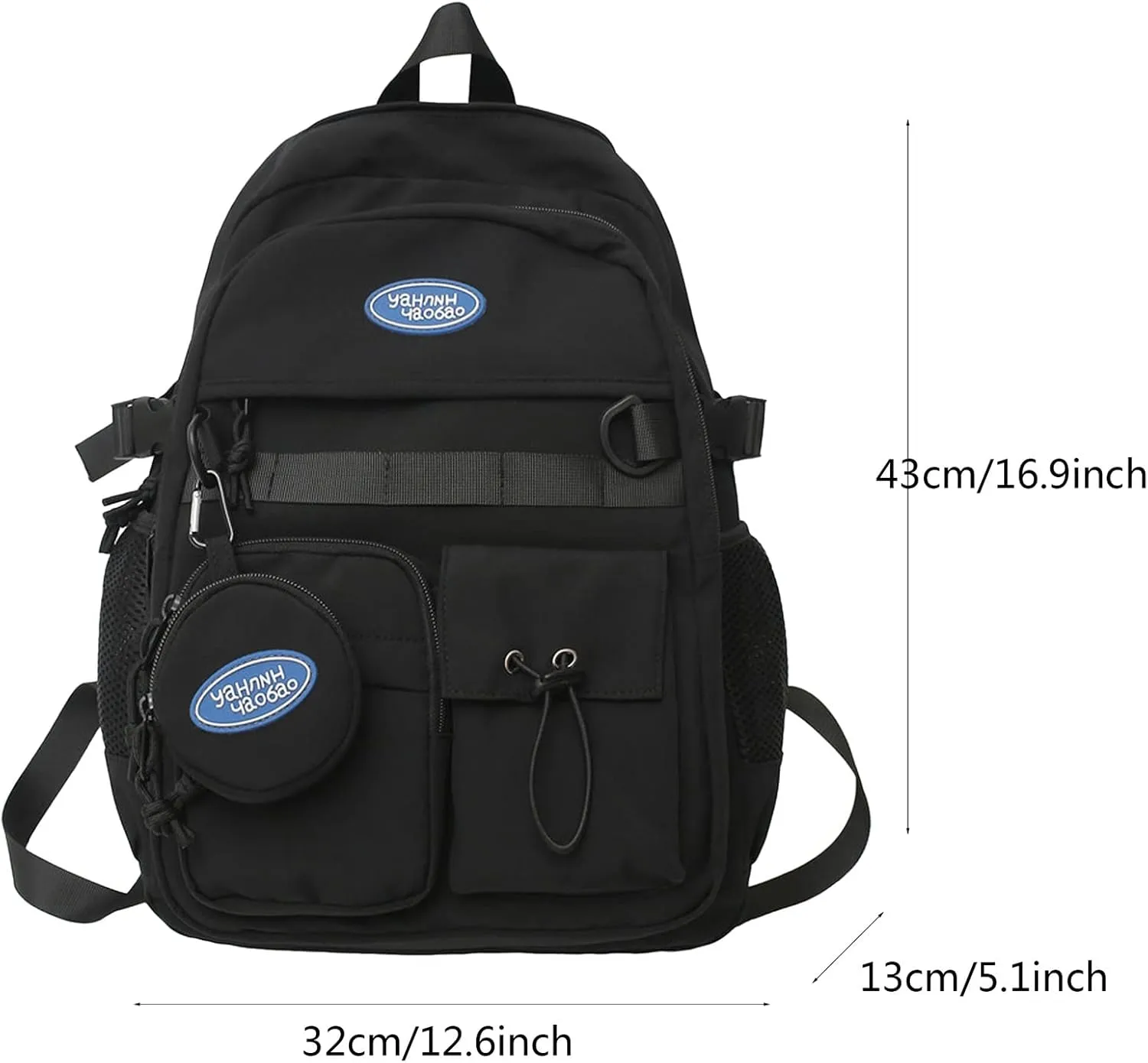 Women's Fashion Casual Shoulder Bag Adjustable Shoulder Belt Zipper Backpacks Outdoor Travel Backpack for Girls(Black)