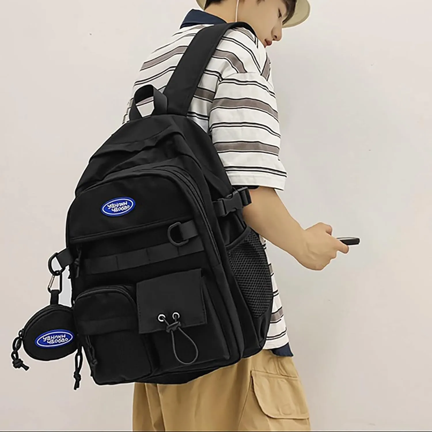 Women's Fashion Casual Shoulder Bag Adjustable Shoulder Belt Zipper Backpacks Outdoor Travel Backpack for Girls(Black)