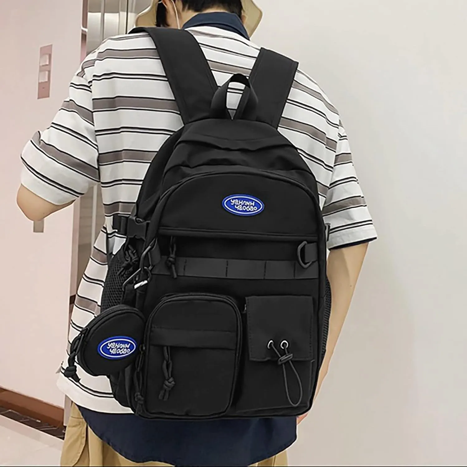 Women's Fashion Casual Shoulder Bag Adjustable Shoulder Belt Zipper Backpacks Outdoor Travel Backpack for Girls(Black)