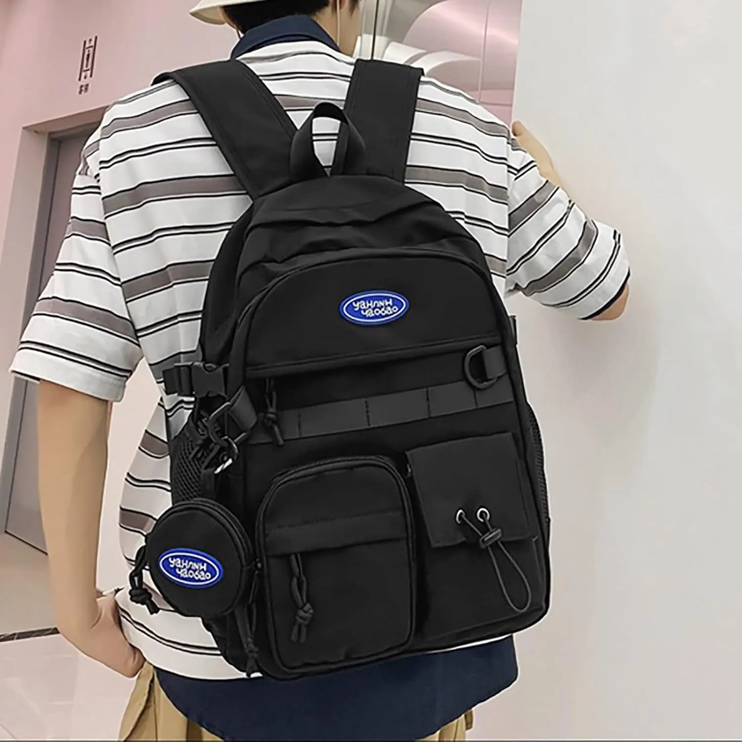 Women's Fashion Casual Shoulder Bag Adjustable Shoulder Belt Zipper Backpacks Outdoor Travel Backpack for Girls(Black)