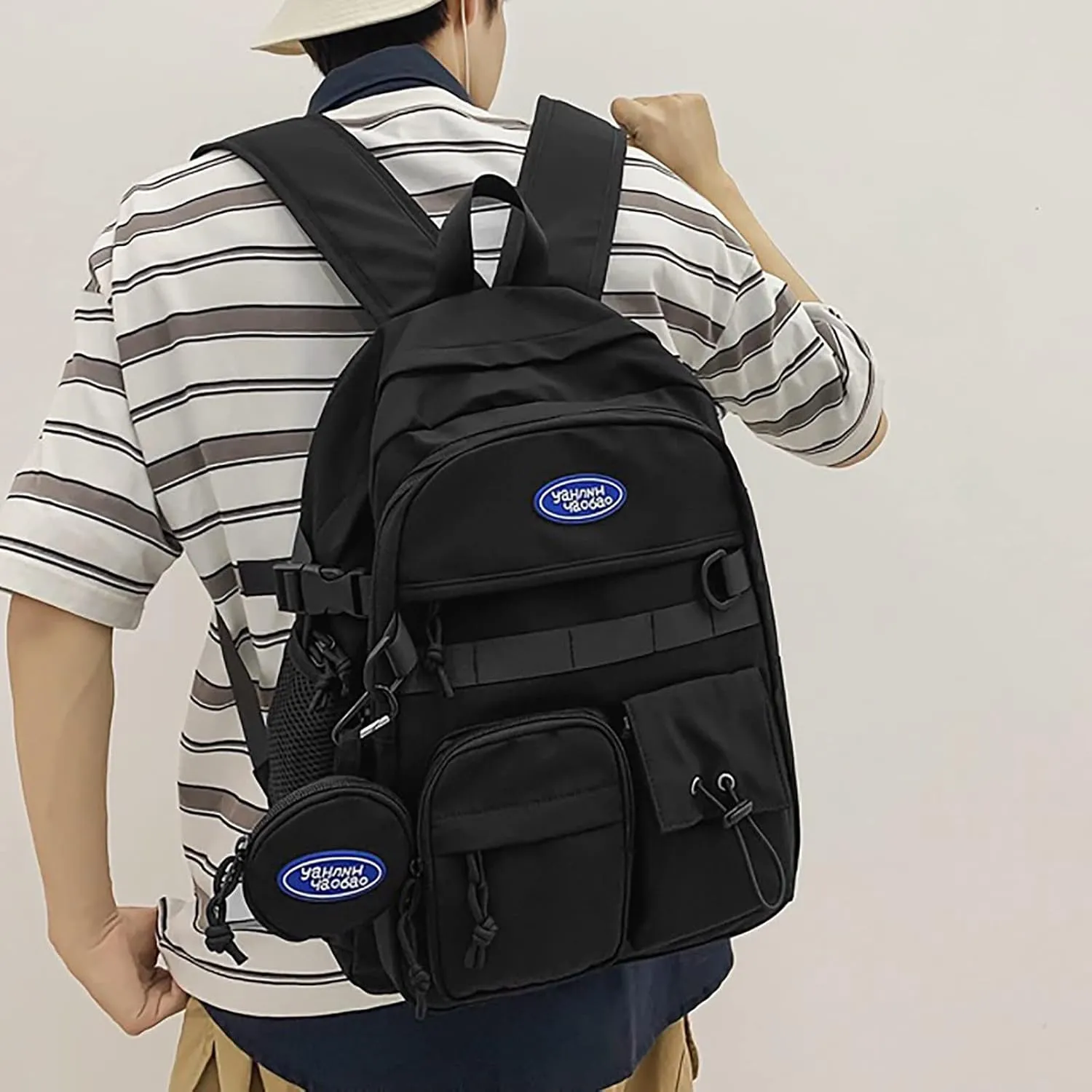 Women's Fashion Casual Shoulder Bag Adjustable Shoulder Belt Zipper Backpacks Outdoor Travel Backpack for Girls(Black)