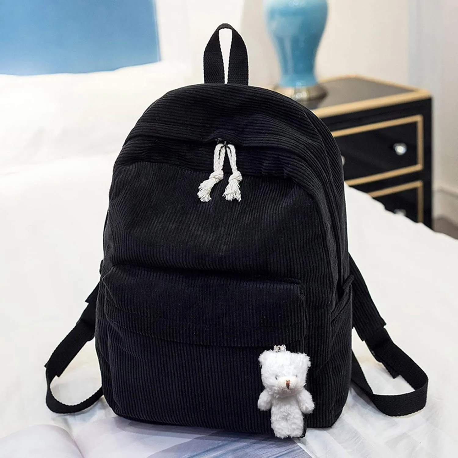 Women's Fashion Cloth Outdoor Travel Bag Travel Mini Backpacks for Teens Mini Vegan Leather Backpack for Woman(Black)