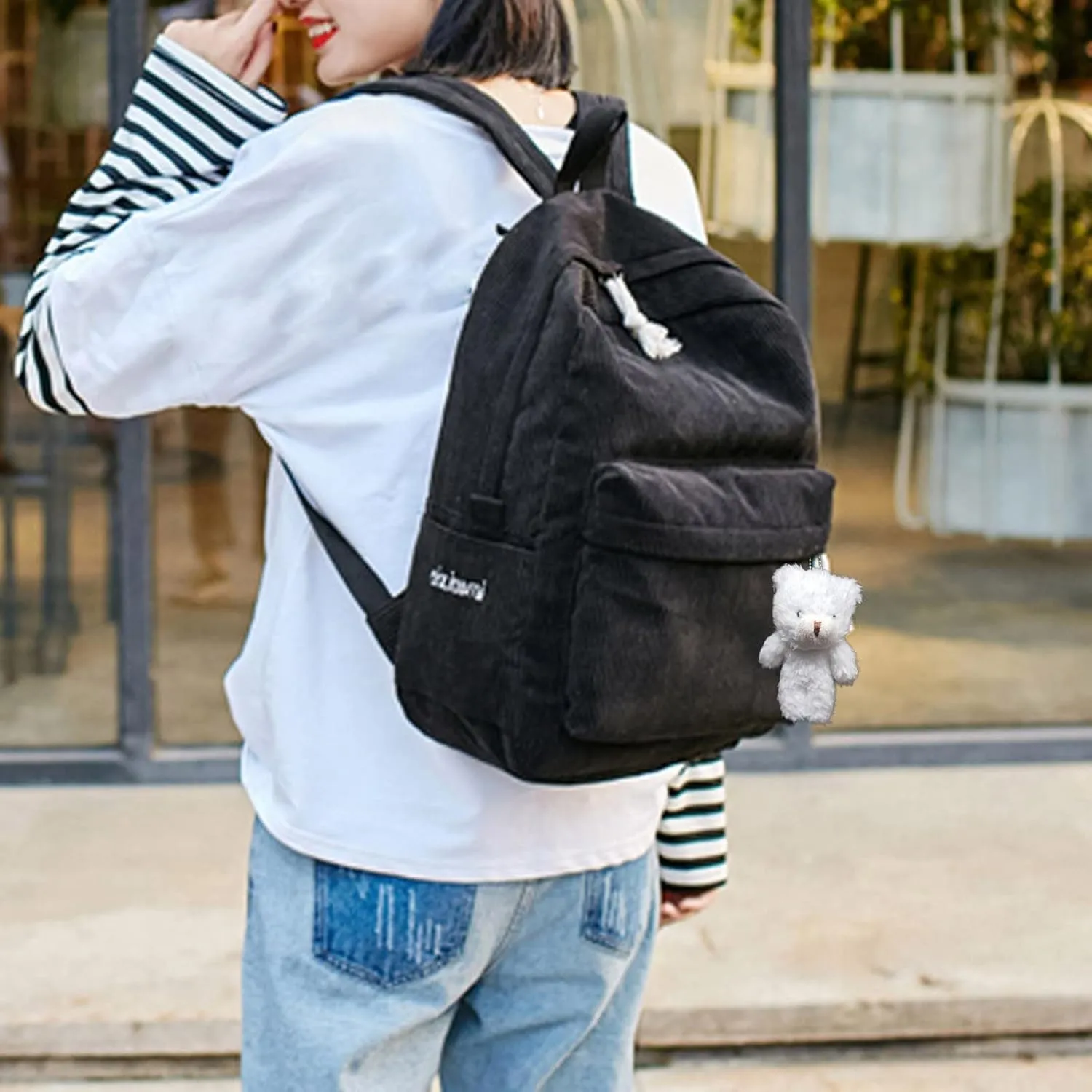 Women's Fashion Cloth Outdoor Travel Bag Travel Mini Backpacks for Teens Mini Vegan Leather Backpack for Woman(Black)