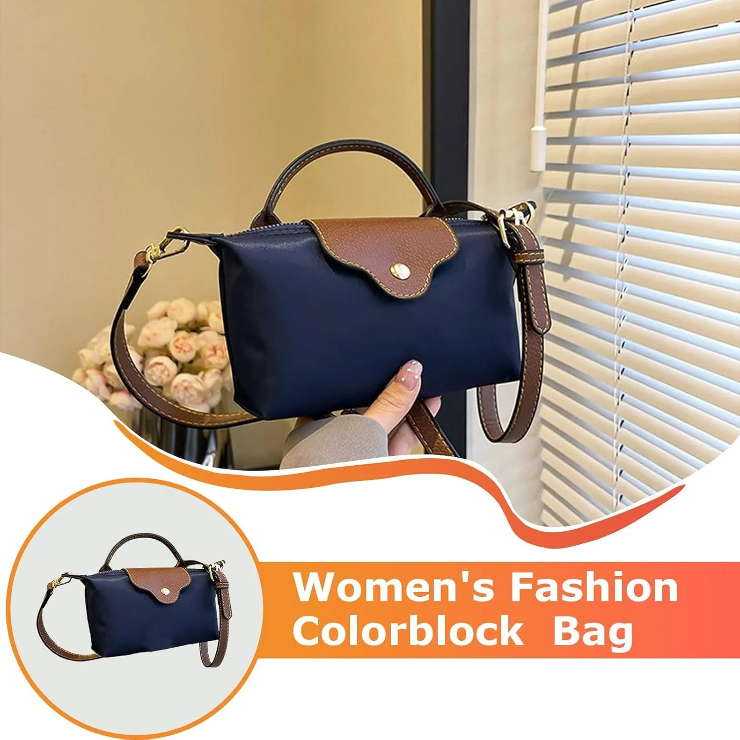 Women's Fashion Colorblock MMini CCrossbody Bag | Nylon Polyester Fashionable Handbags for Women | Handbags Purses with
