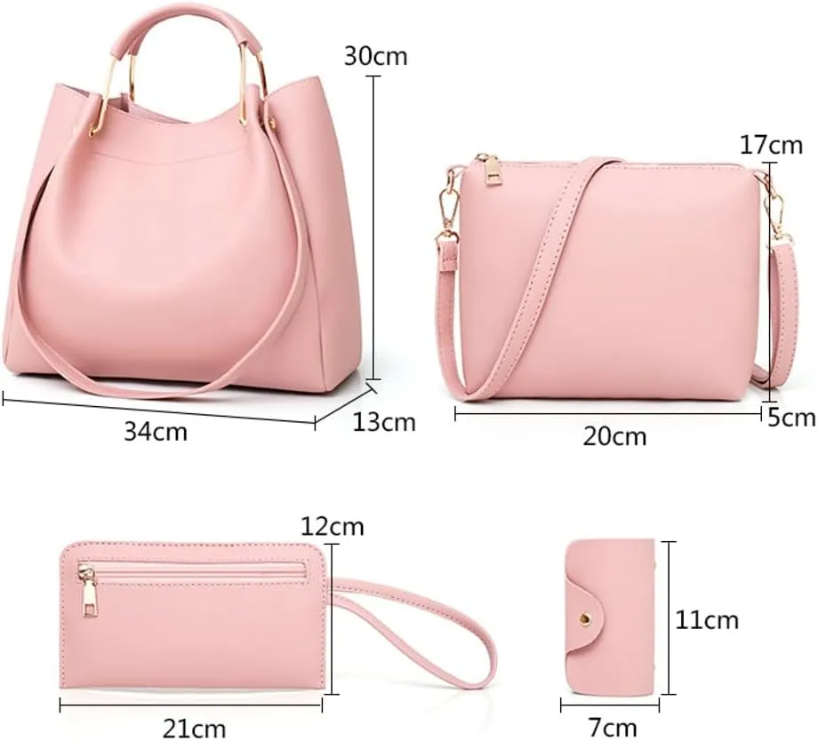 Women's Fashion Tote Bags Vegan Leather 4pcs Satchel Purse Oversized Shoulder Crossbody Handbags
