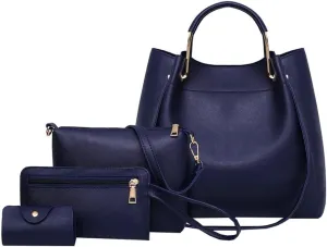 Women's Fashion Tote Bags Vegan Leather 4pcs Satchel Purse Oversized Shoulder Crossbody Handbags