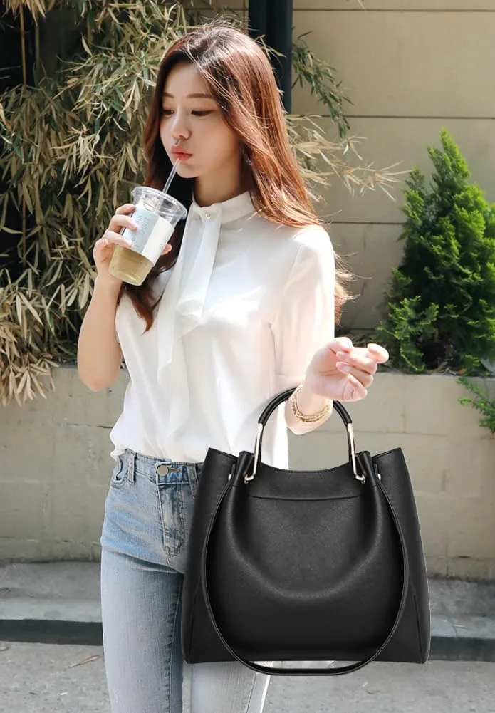 Women's Fashion Tote Bags Vegan Leather 4pcs Satchel Purse Oversized Shoulder Crossbody Handbags