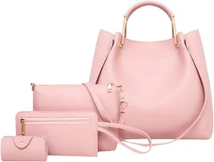 Women's Fashion Tote Bags Vegan Leather 4pcs Satchel Purse Oversized Shoulder Crossbody Handbags