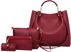 Women's Fashion Tote Bags Vegan Leather 4pcs Satchel Purse Oversized Shoulder Crossbody Handbags