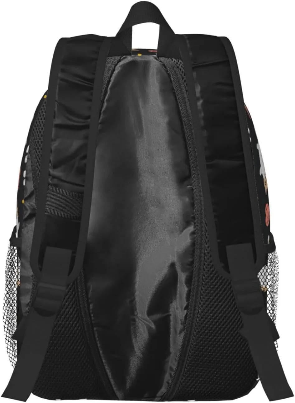 Women's fashionable travel backpacks, computer bags (Black bottom color Corgi)