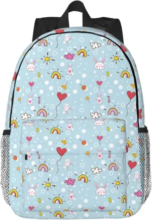 Women's fashionable travel backpacks, computer bags (Blue bottom color Rabbit)