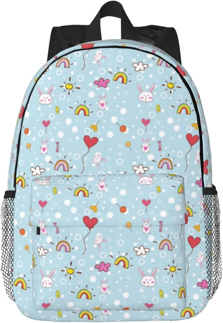 Women's fashionable travel backpacks, computer bags (Blue bottom color Rabbit)