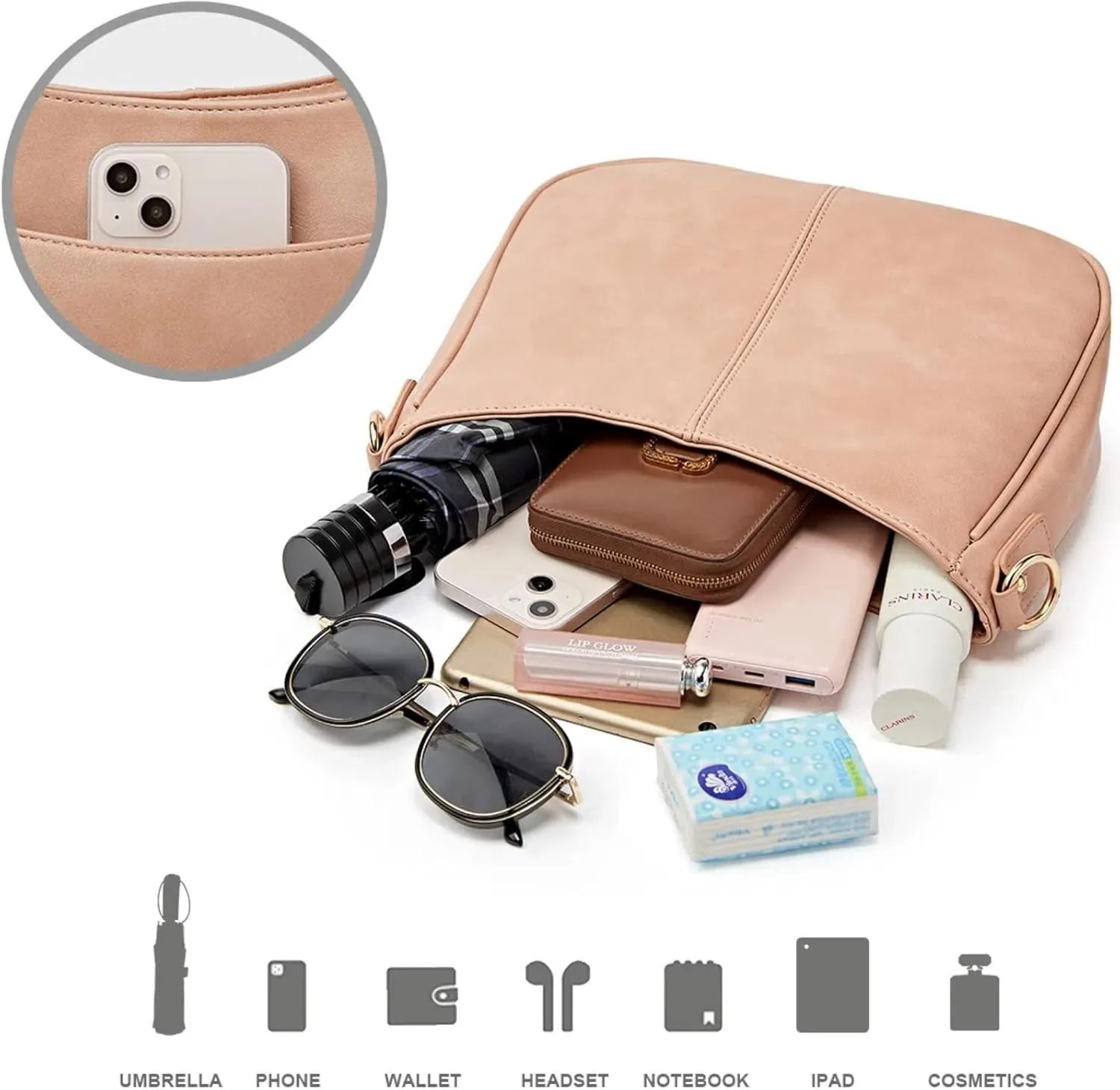 Women's handbag AAAA  PU leather shoulder Handbags Large capacity handbag wrinkle resistant modern fashion…