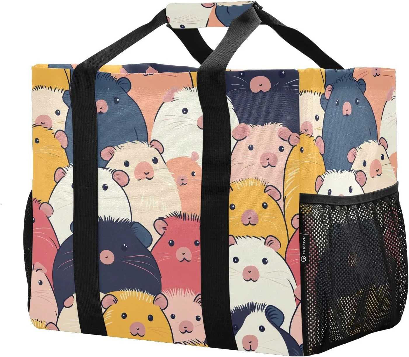 Women's Handbag Large Beach Tote Bag Zippered Handbag Quilted Shoulder Bag for Travel Work Gym Cat Fur Ball Pattern