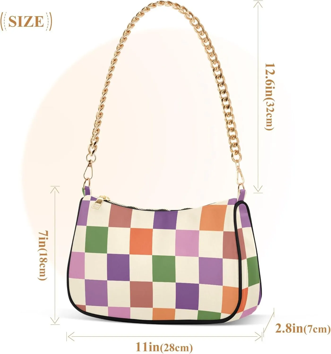 Women's Handbags Tote Crossbody Bag Stylish Purse Ladies Shoulder Bag Handbag Monochrome Checkerboard Crescent Bag