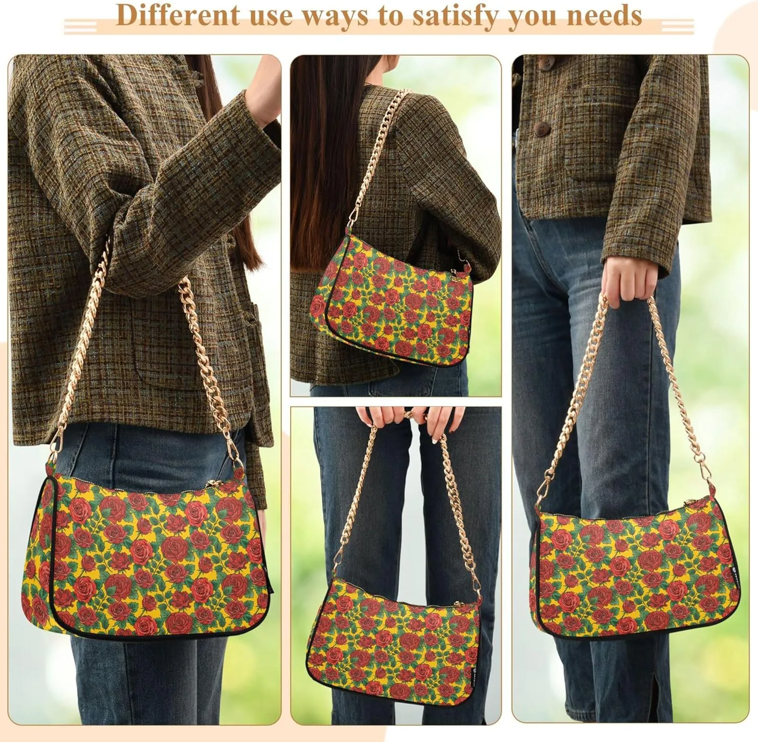 Women's Handbags Tote Crossbody Bag Stylish Purse Ladies Shoulder Bag Handbag Red Lipstick Kiss Crescent Bag