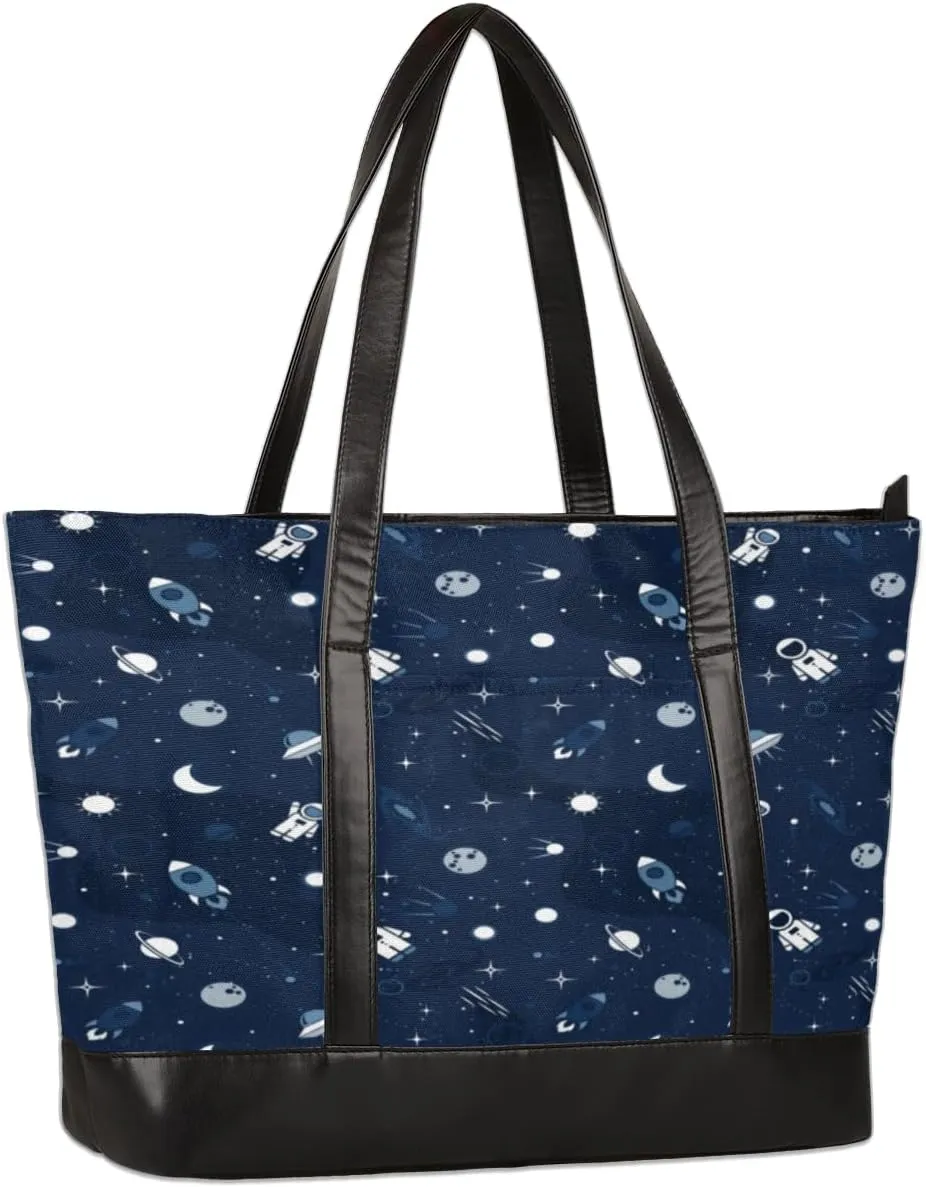 Womens Laptop Tote Bags for Work Astronaut Space Shuttle Laptop Purse Bag 15.6 Inch Computer Bag Teacher Nurse Work Bag Briefcase Business Handbags