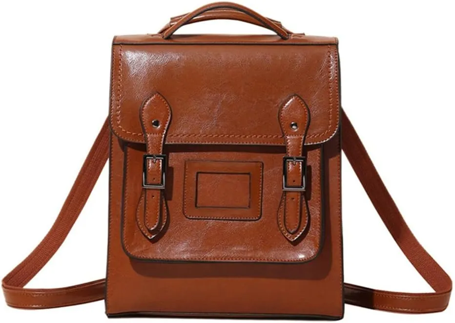 Women's Leather Backpacks Large Capacity Backpack Travel Bag Retro Backpack, One Color, One Size
