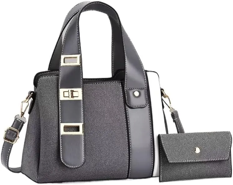Women's Multi-Layer Shoulder Bag Large Capacity Color-Blocked Handbag Zip Compartments Tote Bag Stylish Satchel
