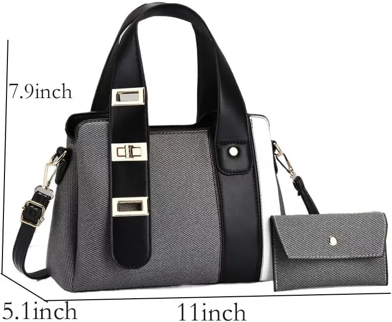 Women's Multi-Layer Shoulder Bag Large Capacity Color-Blocked Handbag Zip Compartments Tote Bag Stylish Satchel