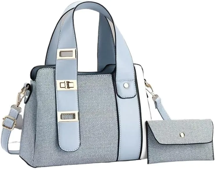 Women's Multi-Layer Shoulder Bag Large Capacity Color-Blocked Handbag Zip Compartments Tote Bag Stylish Satchel