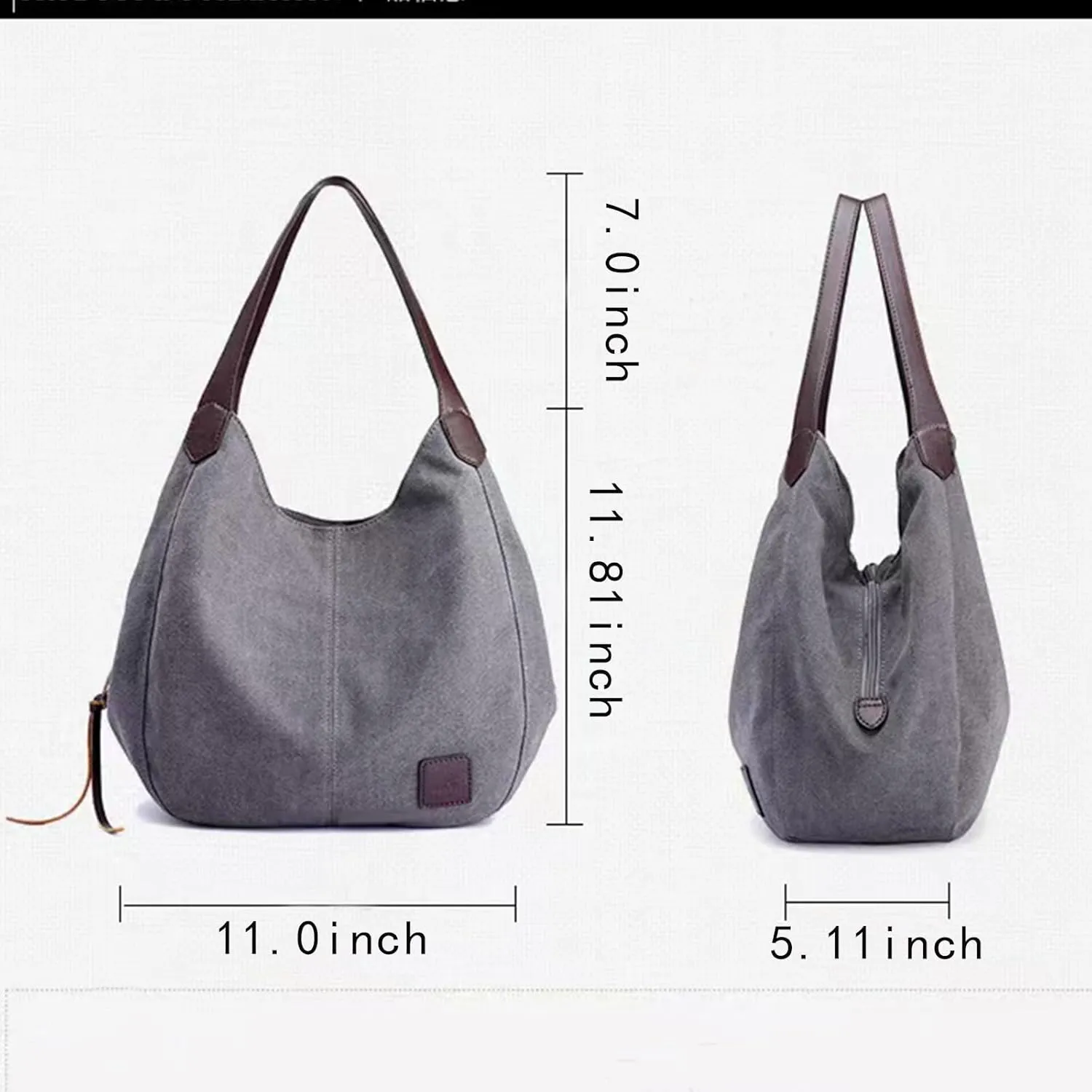 Women's Multi-pocket Canvas Shoulder Bag Fashion Cotton Canvas Totes Purses Casual Top Handle Handbags Hobo Bags