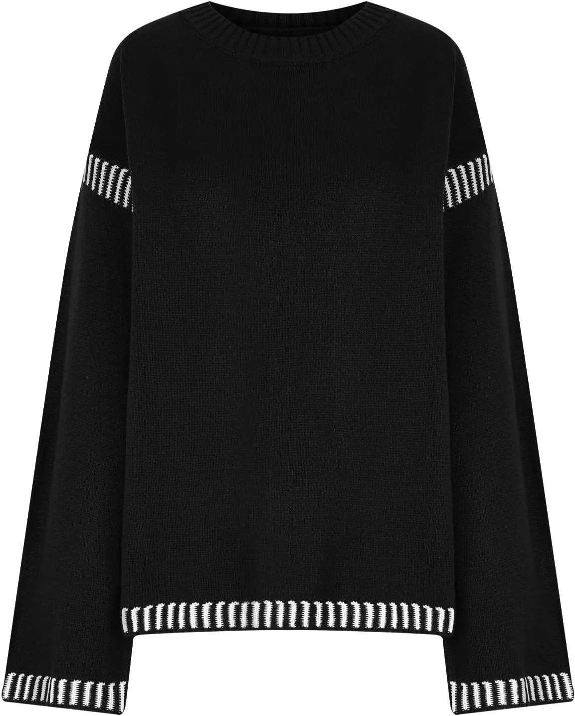 Womens Oversized Crewneck Sweatshirts Trendy 2024 Fall Long Sleeve Loose Knitted Pullover Sweater Tops Winter Outfits