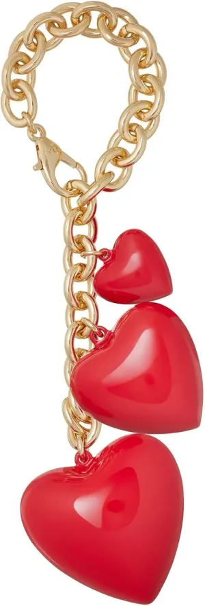 Women's red heart keychain, gold keychain bag charm, suitable for purse backpack handbag charm