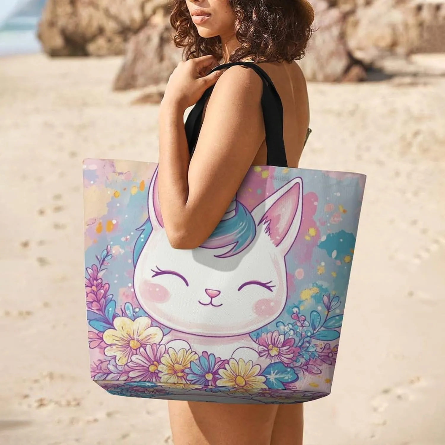 Women's Reusable Tote Bag, Portable Shoulder Handbags Large Capacity Casual Shopping Bags