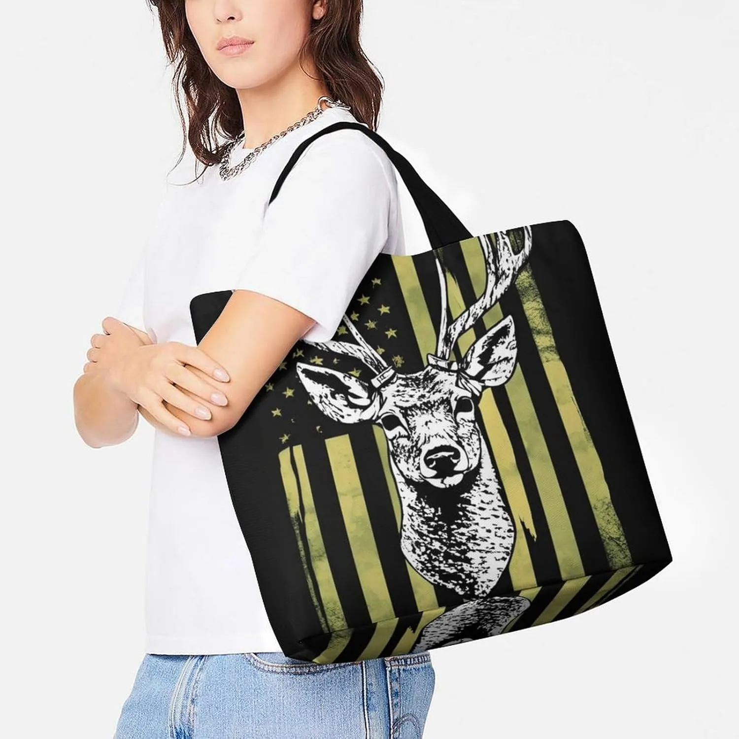 Women's Reusable Tote Bag, Portable Shoulder Handbags Large Capacity Casual Shopping Bags