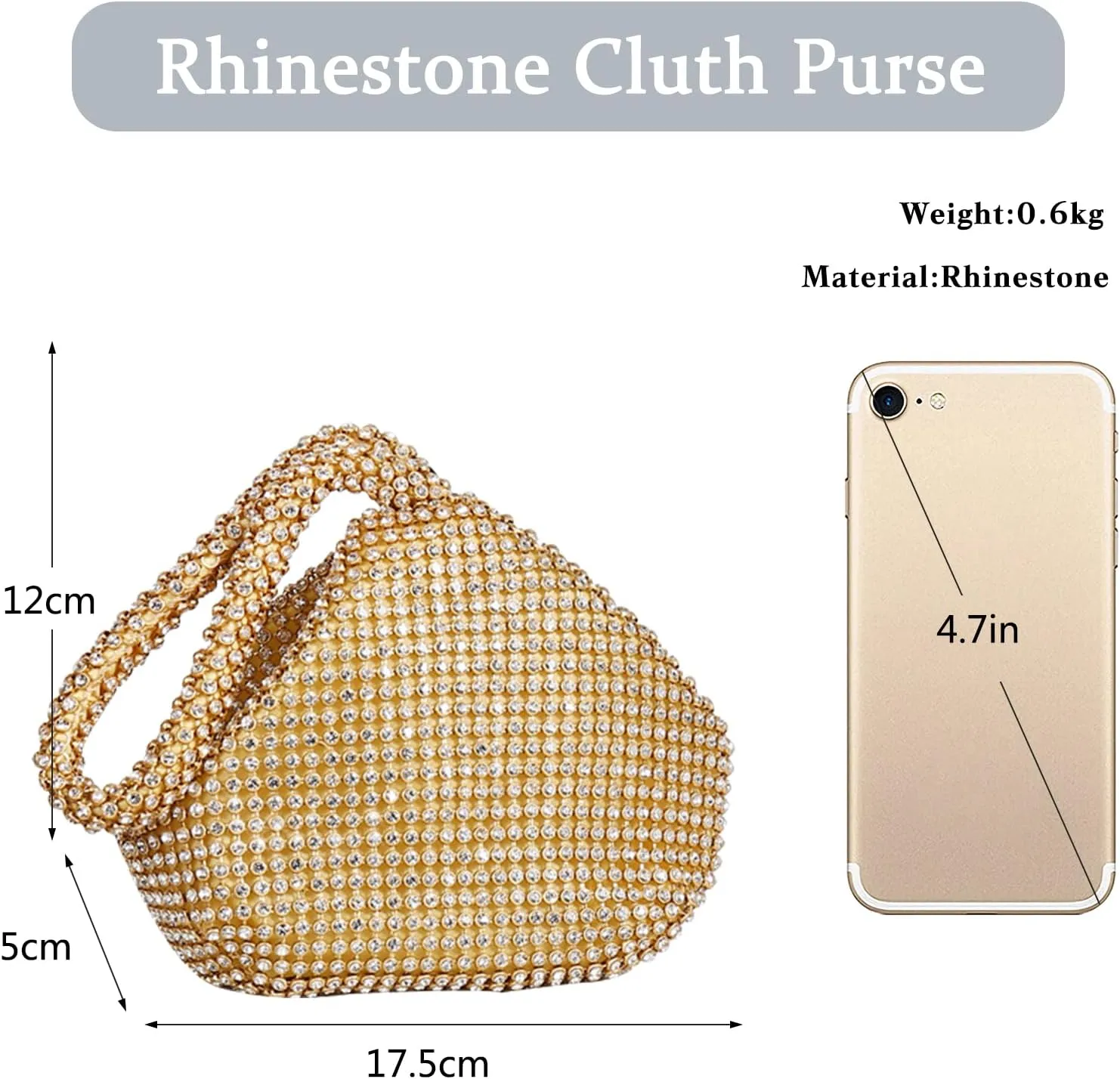 Women's Rhinestone Clutch Triangle Evening Bag Sparkly Glitter Clutch
