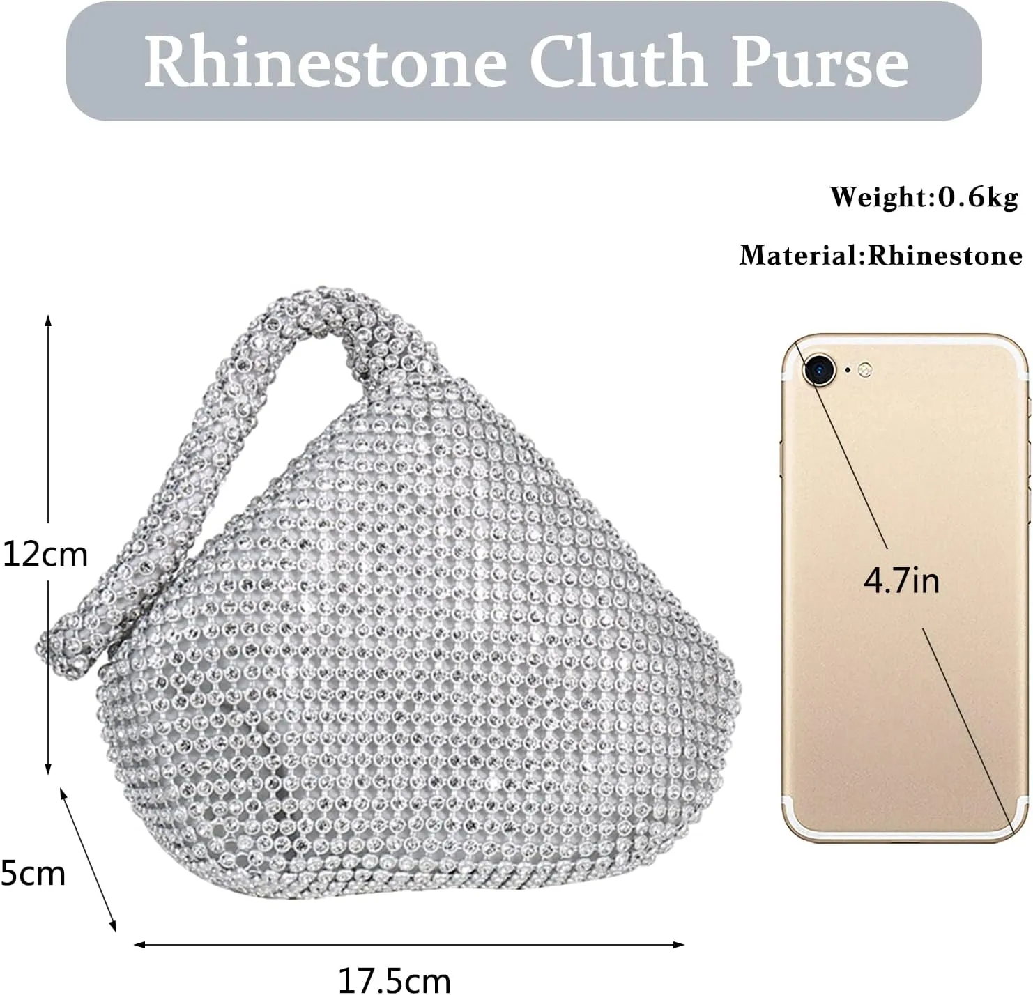 Women's Rhinestone Clutch Triangle Evening Bag Sparkly Glitter Clutch