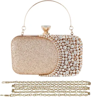 Womens Rhinestone Evening Bag Crystal Clutch Bag Sparkly Sequin Glitter Handbag Banquet Bag Bridal Wedding Purse