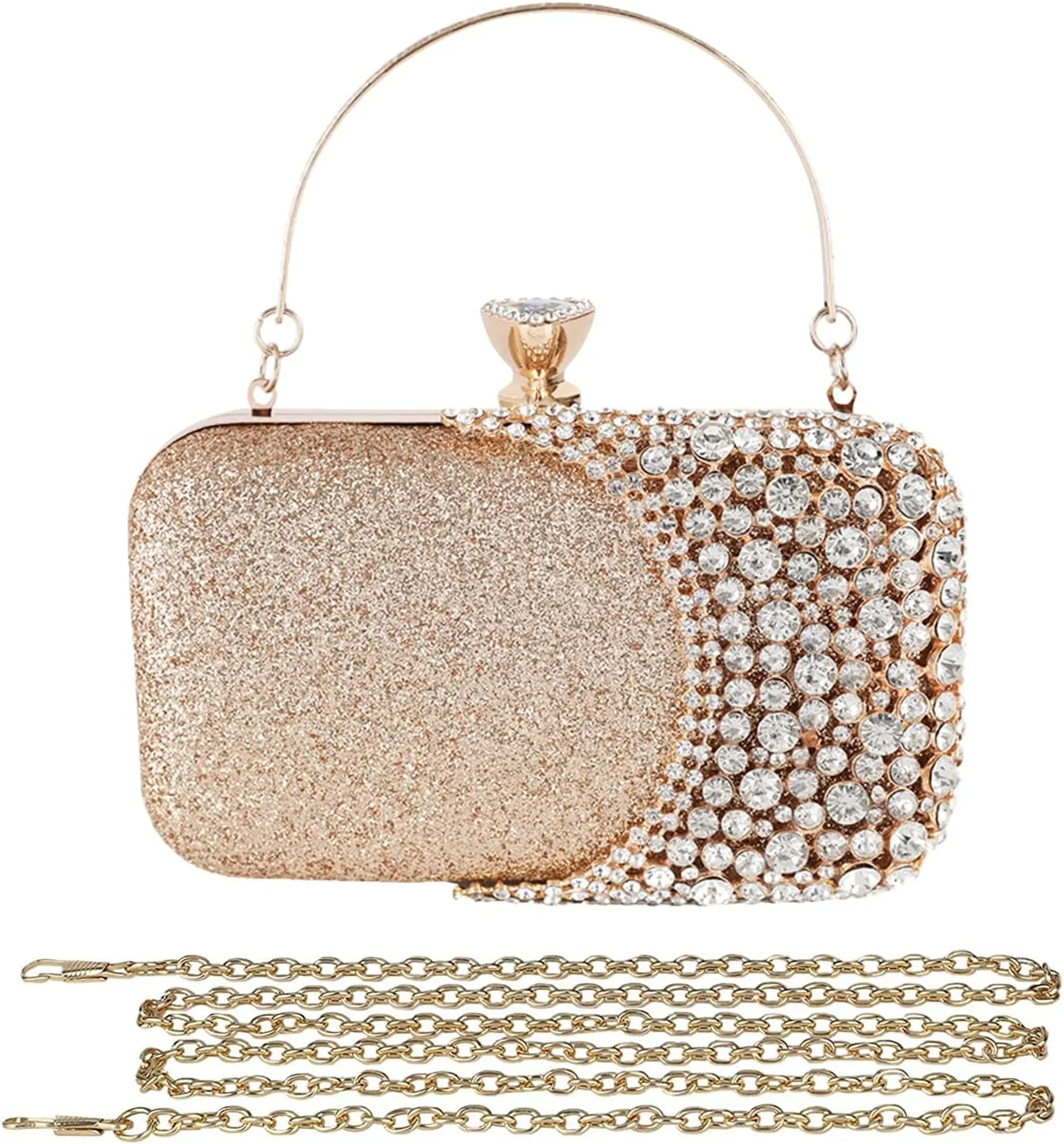 Womens Rhinestone Evening Bag Crystal Clutch Bag Sparkly Sequin Glitter Handbag Banquet Bag Bridal Wedding Purse